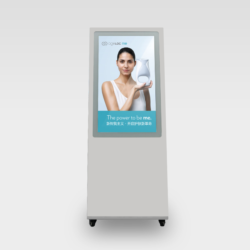 L Shape LCD Digital Signage Kiosk with mobile wheels